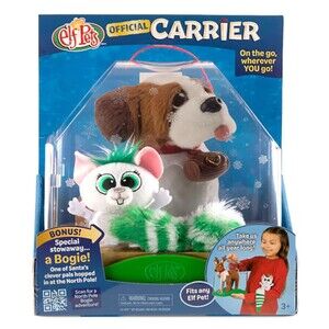 Elf On The Shelf Pets Official Carrier & BONUS Bogie Plush Stowaway Fits Any Pet